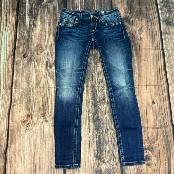 Miss Me Women's Skinny Jeans Size‎ 27 Blue Embellished Pockets Denim - Picture 1 of 7